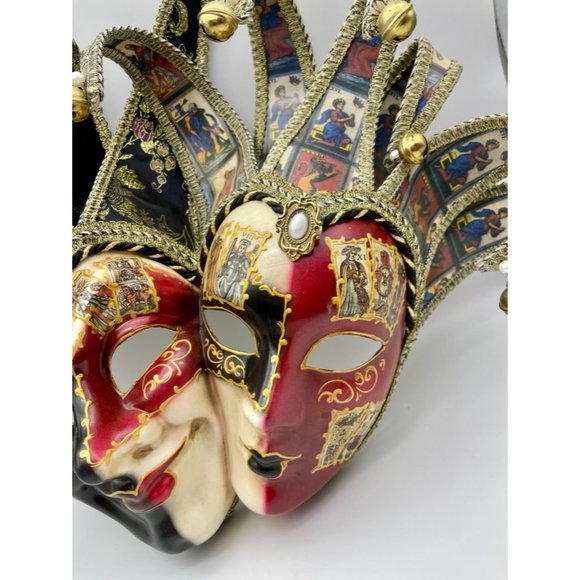 VTG Authentic hand made in Italy Venetian carnival jester dual wall mask - Picture 5 of 14